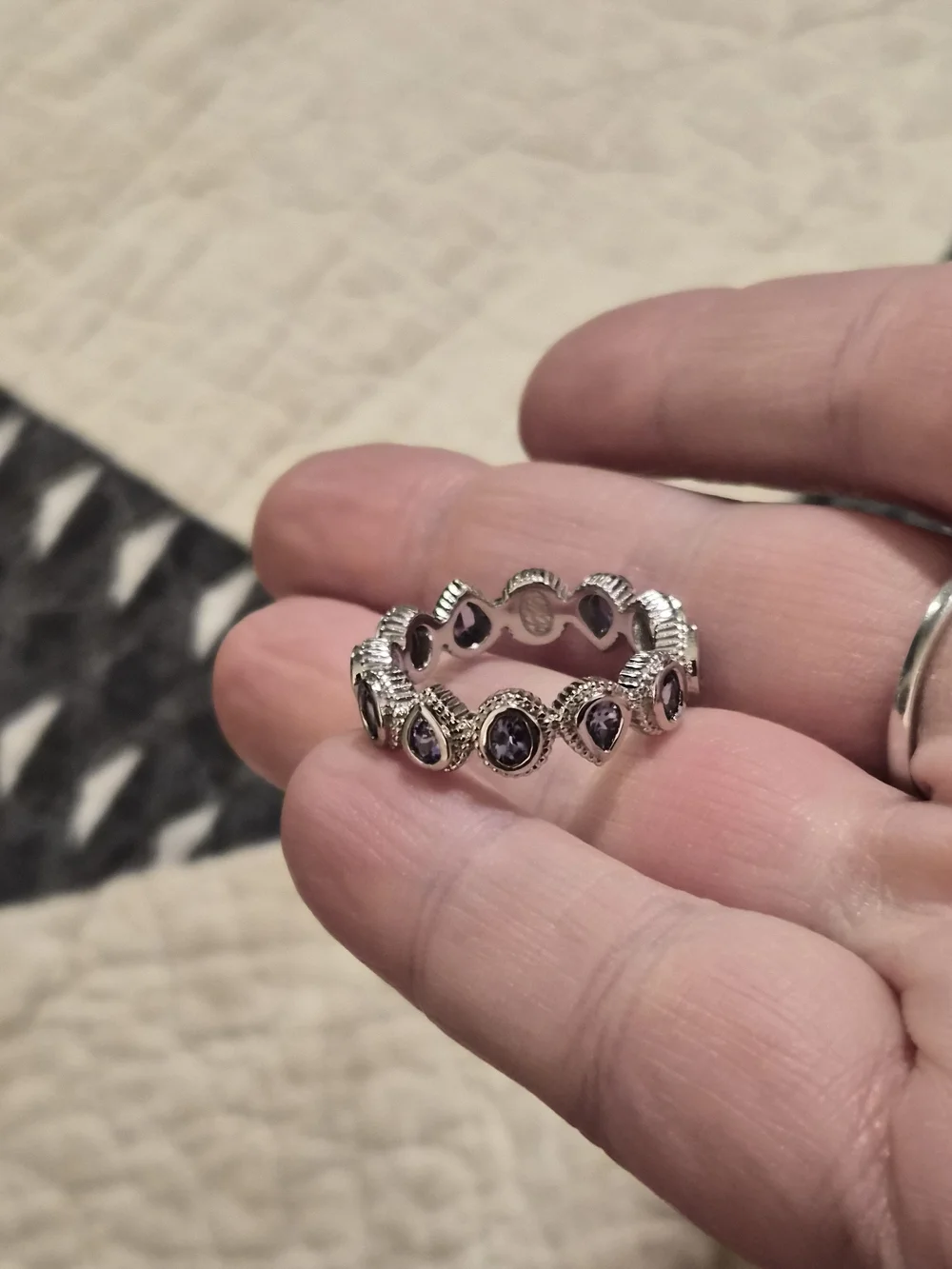 Doug Paulus Sterling Silver 925 Tanzanite Eternity Band